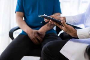 male patient sitting and consulting a doctor Prostate cancer pro